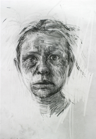 Self Portrait, graphite on paper - Carol Peace